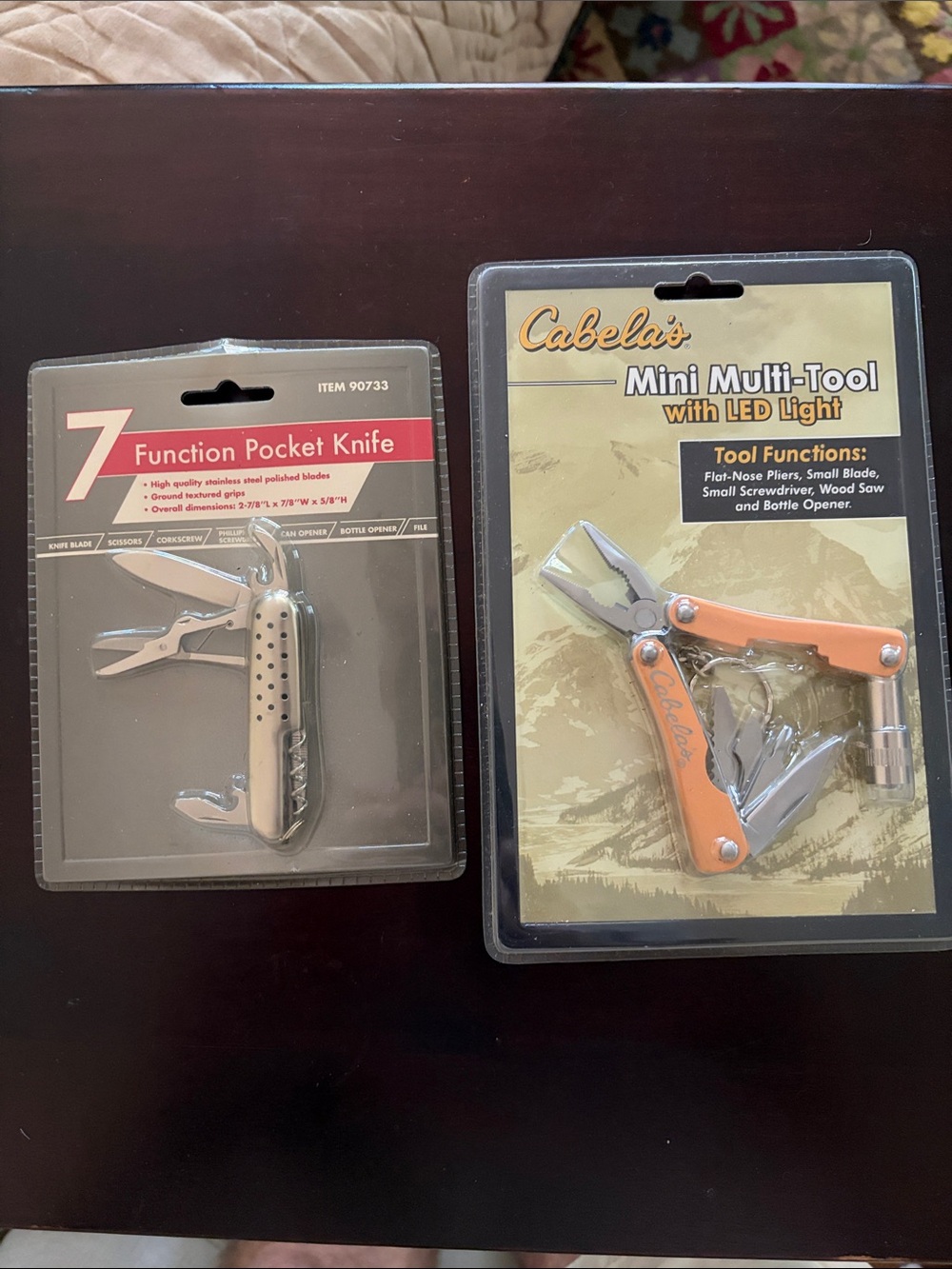 Cabela's Orange Mini Multi-Tool with LED Light and additional 7 function knive